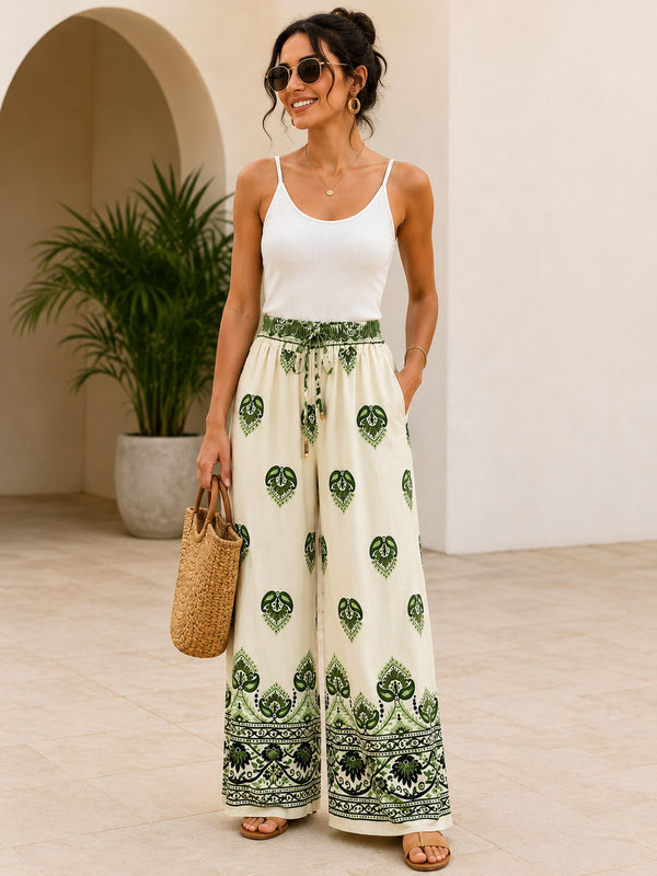 Eleni Boho Border Palazzo Pants
