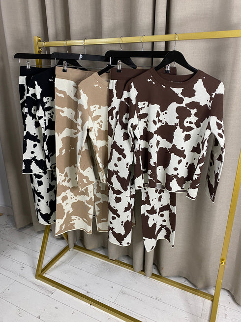 Livvia Cow Print Co Ord Set
