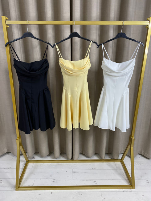 Kali-Marie Cowl Neck Tie Back Mini Dress