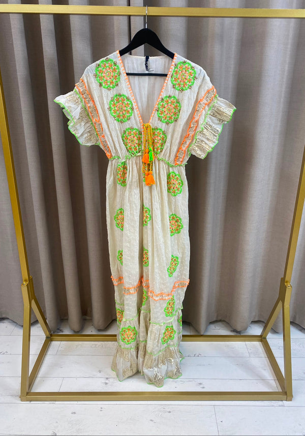 Laina Anglaise Beaded Maxi Dress
