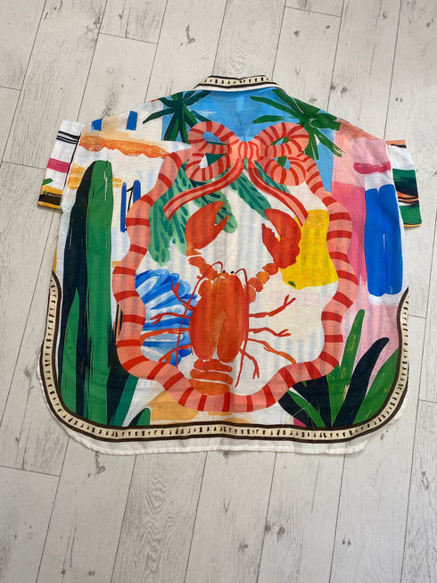 Aarti Linen Printed Oversized Shirt