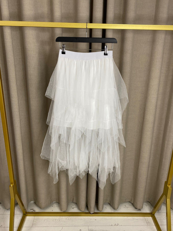 Falyn Tiered Mesh Ruffle Frill Maxi Skirt
