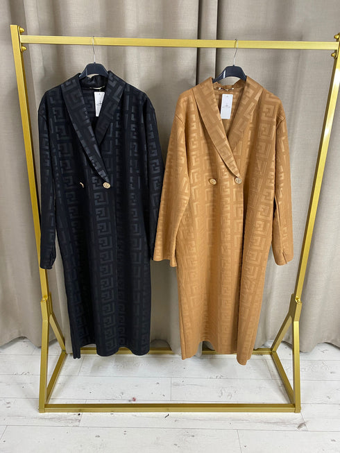 Charisse Maxi Coat Geo Print Pattern