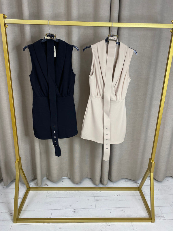 Laraz Belted Plunge Neckline Playsuit