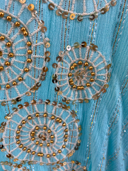 Cadence Tiered Embellished Tassel Maxi Dress