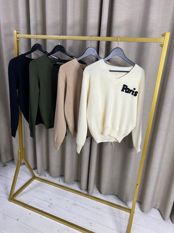 Corina Paris Slogan Embroidered Knit Jumper