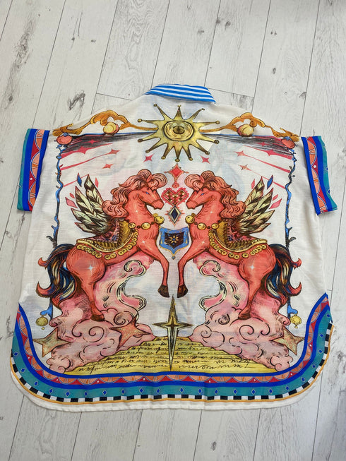 Cherry Linen Printed Oversized Shirt