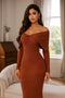 Elvina Ribbed Knit Off Shoulder Midaxi Dress