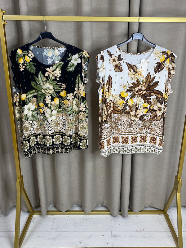 Mia Floral Print Ruffle Short Sleeves Top