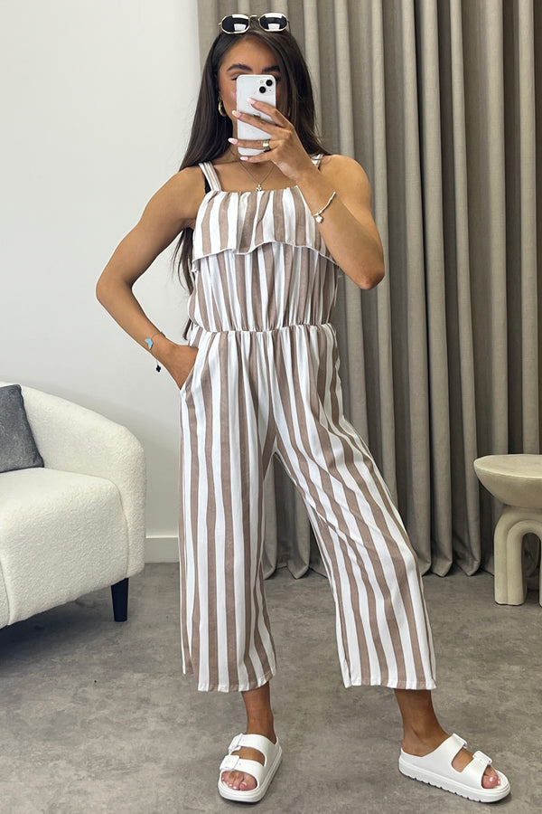 Josefina Stripe Frill Detail Culotte Jumpsuit