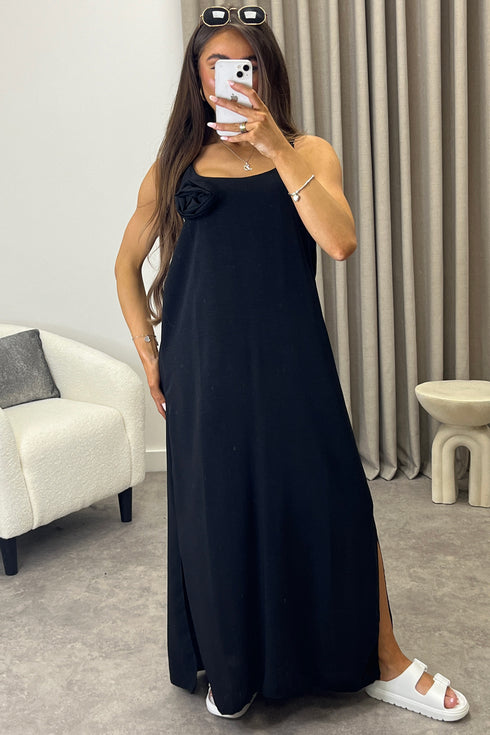 Caroline Rose Detail Strappy Maxi Dress