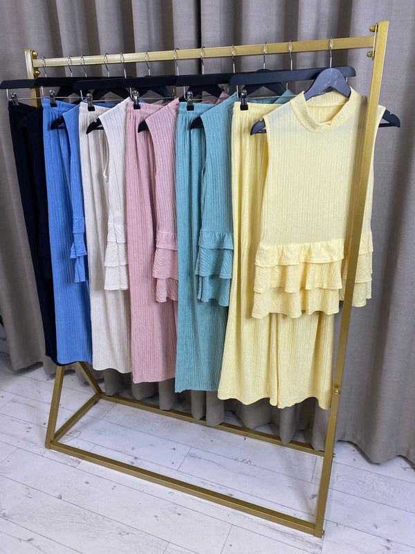 Florca Textured Peplum Top Co Ord Set
