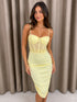 Glenne Lace Corset Ruched Dress